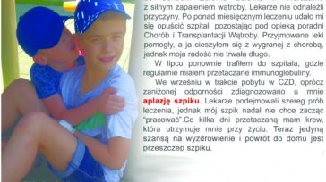 TRWA AKCJA ZBIÓRKI KRWI DLA 10-LETNIEGO MICHAŁA